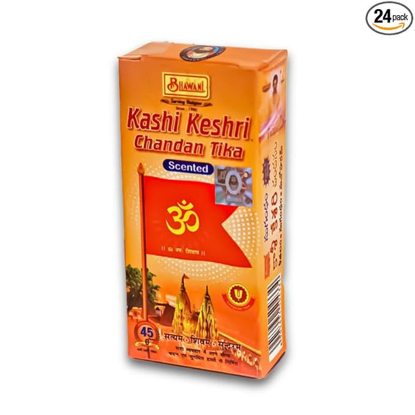 Bhawani Serving Religion Kashi Keshri Chandan Tika (Stick), 70gm | (Pack of 24)