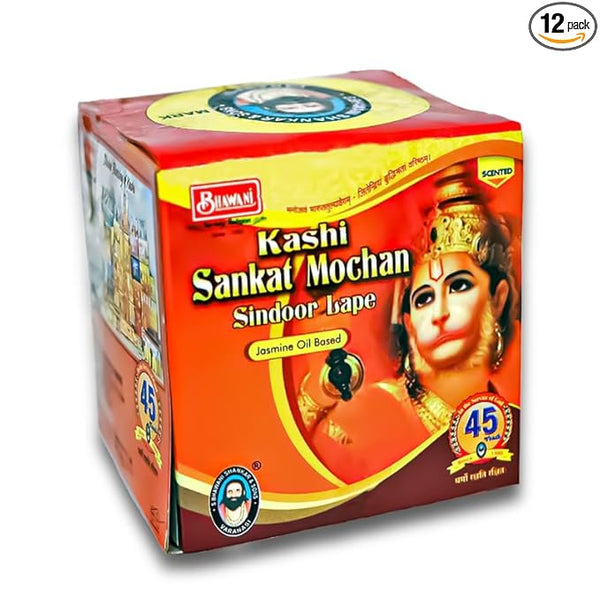 Bhawani Serving Religion Kashi Sankat Mochan Sindoor (Lape) with Jasmine Oil mixed | (Pack of 12)