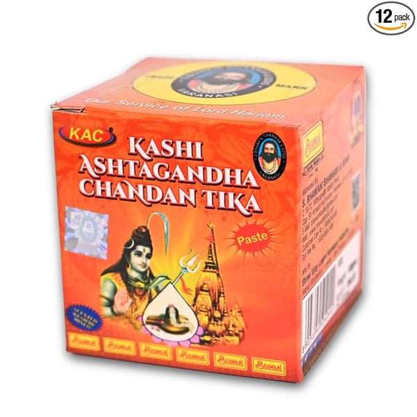 Bhawani Serving Religion Kashi Ashtagandha Chadan Tika - Original Ashtagandha Chandan Paste With Beautiful Fragrance, 100gm | (Pack of 12)